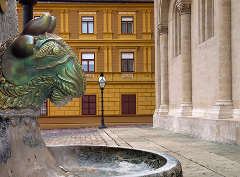 Pécs in hungary with famous porcelain fountain