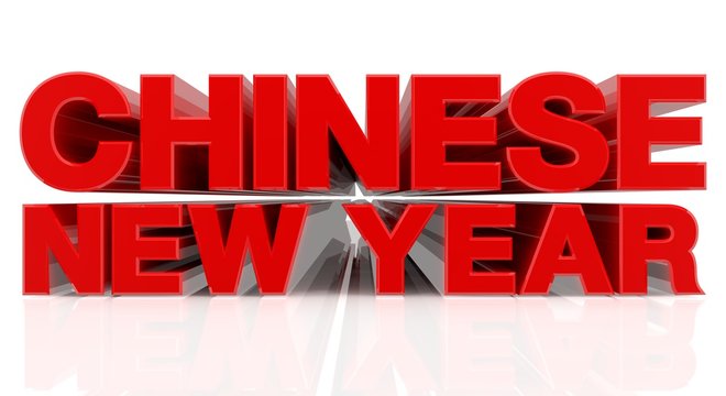 3D CHINESE NEW YEAR word on white background 3d rendering