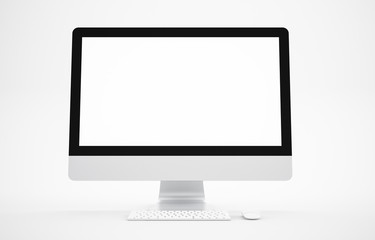 Computer display. on white background workspace mock up design illustration 3D rendering