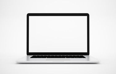 Computer, laptop, display. on white background workspace mock up design illustration 3D rendering