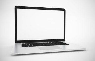 Computer, laptop, display. on white background workspace mock up design illustration 3D rendering