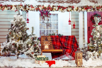 Beautiful House Decorated For Christmas And New Year
