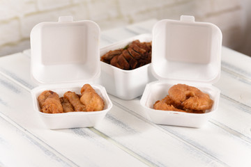 Chinese fast food in a plastic can