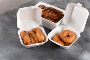 Chinese fast food in a plastic can