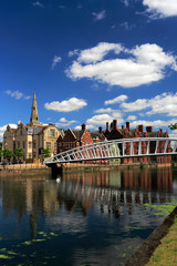 Obraz premium Buildings along the river Great Ouse embankment, Bedford town; Bedfordshire County, England, UK