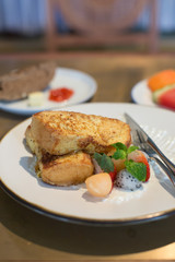French Toast Served with Fruits