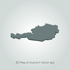 3D map of Austria, vector eps	