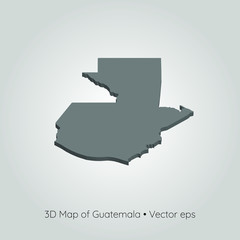 3D map of Guatemala, vector eps	