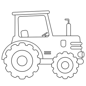 Coloring Page Outline of cartoon tractor. Transport. Coloring book for kids.