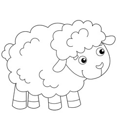 Coloring Page Outline of cartoon sheep or lamb. Farm animals. Coloring book for kids.