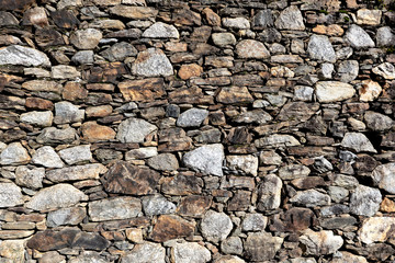 Dry stone wall along a country road in Valtellina, Lombardy, Italy