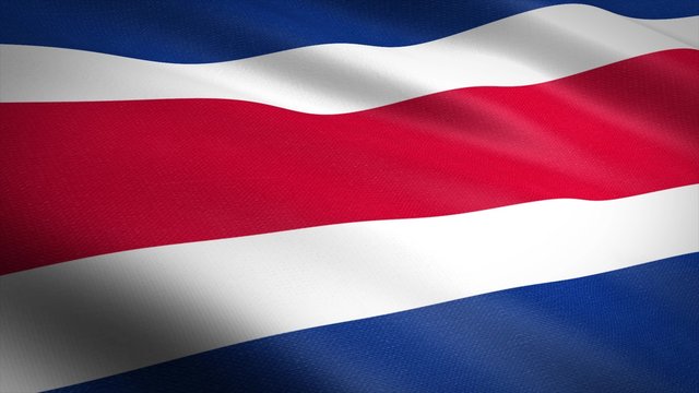 Flag of the Costa Rica. Realistic waving flag 3D render illustration with highly detailed fabric texture.