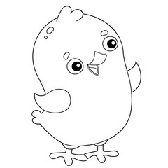 Coloring Page Outline of cartoon chick. Farm animals. Coloring book for kids.