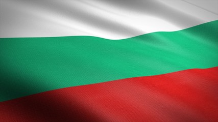 Fototapeta premium Flag of Bulgaria. Realistic waving flag 3D render illustration with highly detailed fabric texture.