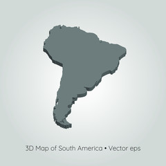 3D map of South America, vector eps	