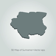 3D map of Suriname, vector eps	