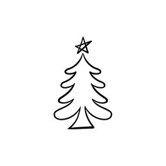 Christmas tree doodle pine tree sketch tree drawing holiday decoration star ornament retro xmas