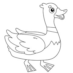 Coloring Page Outline of cartoon duck or drake. Farm animals. Coloring book for kids.