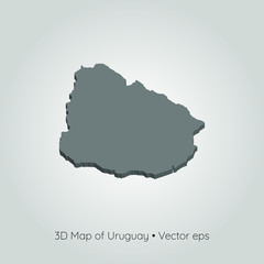 3D map of Uruguay, vector eps	