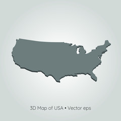 3D map of USA, vector eps	