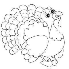 Coloring Page Outline of cartoon turkey. Farm animals. Coloring book for kids.