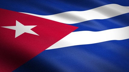 Flag of the Cuba. Realistic waving flag 3D render illustration with highly detailed fabric texture.