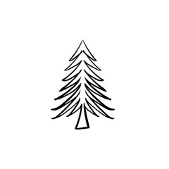 Obraz premium Christmas tree doodle pine tree sketch tree drawing holiday decoration star ornament retro xmas