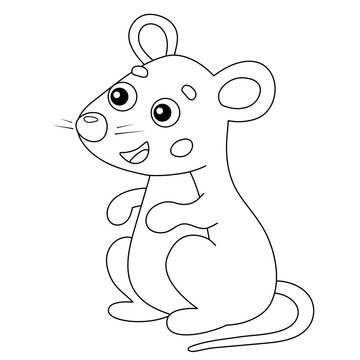 Coloring Page Outline of cartoon mouse. Animals. Coloring book for kids.