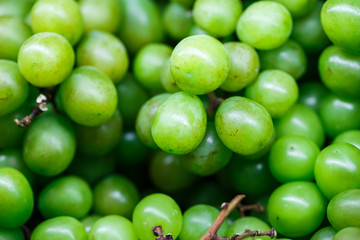 fresh Green Grapes on shelf in fruit market
