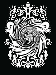 One element from the collection of white-black ornate ornament pattern. Abstract rapport texture in black and white colors for printing on fabric, poster, paper, wallpaper, postcards, packaging