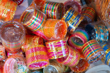 Fototapeta na wymiar Colourful bangles for sale