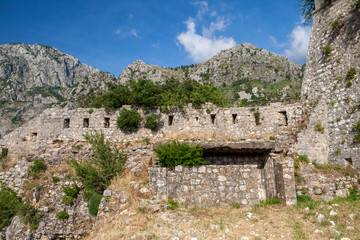 the wall of the ancient fortress, Kotor, Montenegro