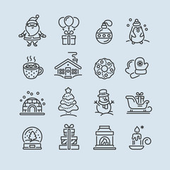 Set of Christmas icons for design and decoration