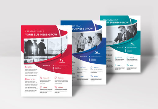 Flyer Layout with Circle and Ribbon Elements