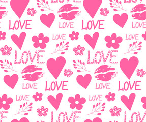 Plakat Vector graphic with the image of hearts, flowers and inscriptions 