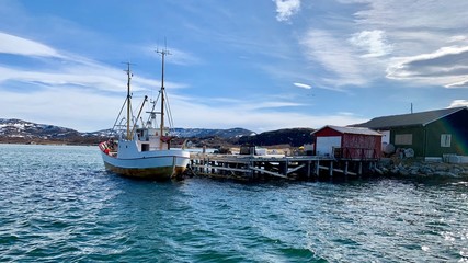Fototapeta na wymiar Fishing boat at ‎⁨Kvaløya⁩, ⁨Brensholmen⁩, ⁨Norway⁩