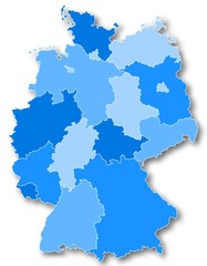 Germany Map Illustration in blue with shadow
