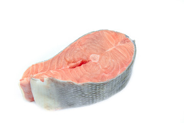 salmon steak on a white background