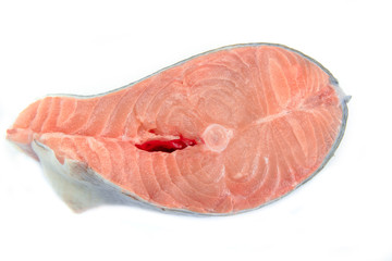 salmon steak on a white background