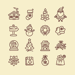 Set of Christmas icons for design and decoration