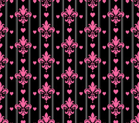 Background image. Modern style. Template for your design, wallpaper texture. Seamless pattern. Colors: silver, black, pink. Vector illustration.