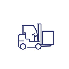 Forklift truck with box line icon