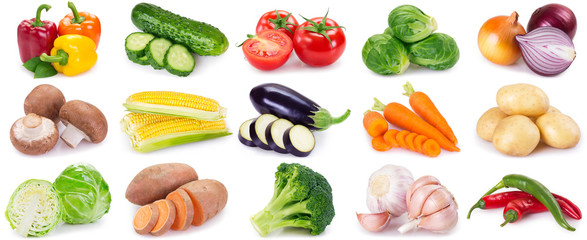 Collection of fresh vegeables on white background