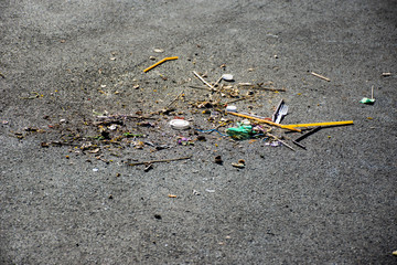 A pile of garbage on the road