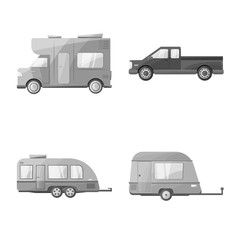 Vector illustration of trailering and camping symbol. trailering and auto vector icon for stock.
