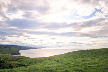 Naklejka premium Steep coast at sunset on the northern coast of Spain