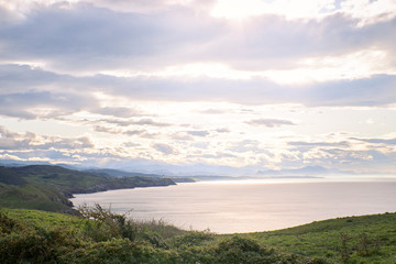 Steep coast at sunset on the northern coast of Spain