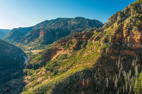 Aerial view of the scenic winding highway 89a Flagstaff to Sedona