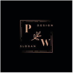PW Beauty vector initial logo, handwriting logo of initial signature, wedding, fashion, jewerly, boutique, floral and botanical with creative template for any company or business
