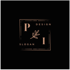 PI Beauty vector initial logo, handwriting logo of initial signature, wedding, fashion, jewerly, boutique, floral and botanical with creative template for any company or business